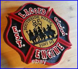 Fire Department Los Angeles County Southside 85 routed wood patch sign Custom
