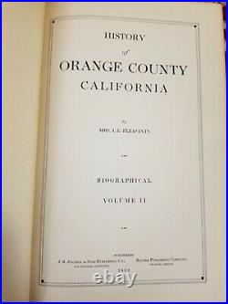 HISTORY OF ORANGE COUNTY, VOLS I and II, 1931, By Mrs. J. E. Pleasants, uncommon