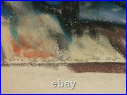 Hans BURKHARDT Original Pastel Painting Framed Abstract Expressionism California