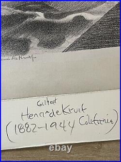 Henri Gilbert De Kruif (1882-1944, California) Pencil Etching Signed