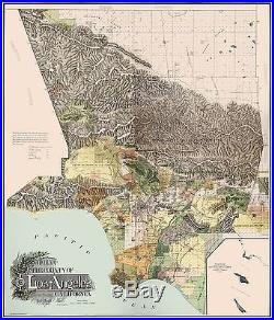 Historic County LOS ANGELES COUNTY CALIFORNIA MAP 1898
