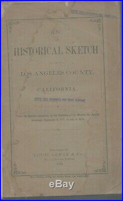 Historical sketch los angeles county california 1876 first edition