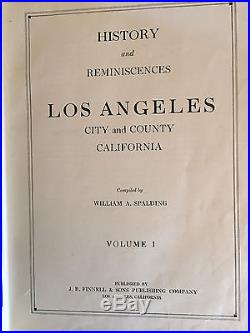 History and Reminiscences Los Angeles City and County California 1st 3 Volumes