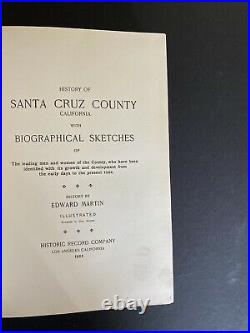 History of Santa Cruz County California Edward Martin 1911 Rare