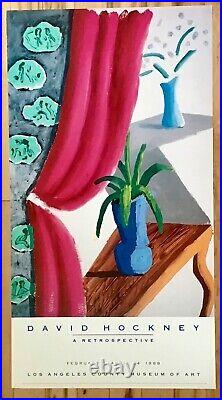 Hockney. Still Life with Magenta Curtains 1987 Los Angeles County Museum 21x39