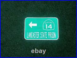 LANCASTER STATE PRISON, California route road sign 18x12, Los Angeles County