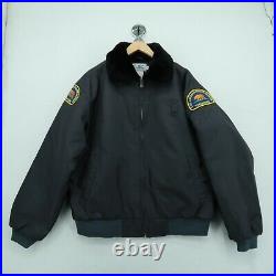 LA Los Angeles County Sheriff Volunteer Jacket Men's XL Black Faux Fur Collar