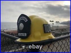 LOS ANGELES County FIRE DEPARTMENT HELMET STATION LEATHER Front LAFD Emergency