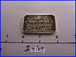 L. A. Los Angeles County Fair 1985 American Gold Agsc-7 Rare 999 Silver Bar 300