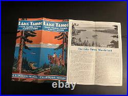 Lake Tahoe California Nevada brochure map by Gerald a Eddy 1940s