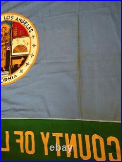 Large Vintage Los Angeles County Flag w Sewn Seal 1960s/70s 4 x 6' Pioneer Flag
