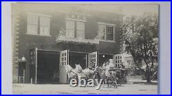 Long Beach Los Angeles CA Engine Co. #1 Wagon Fire Pumper Lady & Dog Photo RPPC