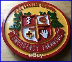 Los Angeles County Emergency Paramedic 3D routed wood patch sign Custom Carved