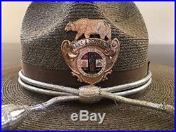 Los Angeles County Parks & Rec Hat Badge c. 50's & Lawman Milan Hat with Trap Case