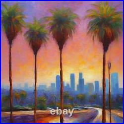 Los Angeles Skyline custom oil Painting California Original Art Los Angeles