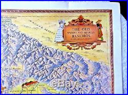 Lovely Vintage Cartoon Map Old Spanish Mexican Ranchos Of Los Angeles County