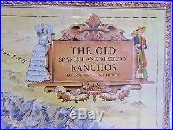 Lovely Vintage Cartoon Map Old Spanish Mexican Ranchos Of Los Angeles County