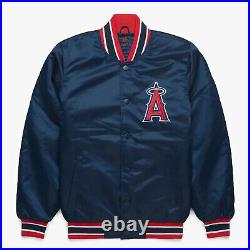 MLB Los Angeles Angels Navy Blue Satin Bomber Baseball Varsity Letterman Jacket