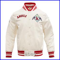 MLB Los Angeles Angels Vintage 80 Ivory Satin Baseball Varsity Letterman Jacket
