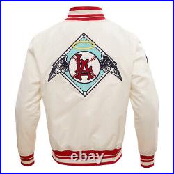 MLB Los Angeles Angels Vintage 80 Ivory Satin Baseball Varsity Letterman Jacket