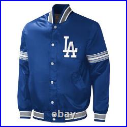 MLB Los Angeles Dodgers Blue Satin Bomber Varsity Baseball Letterman Jacket