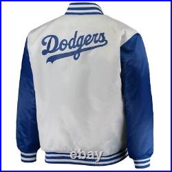 MLB Los Angeles Dodgers White Blue Satin Baseball Letterman Varsity Jacket
