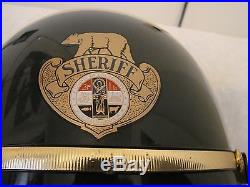 MOTOR CYCLE HELMET SHERIFF COUNTY OF LOS ANGELES CHIPS GOLD WITH BEAR DECAL NICE
