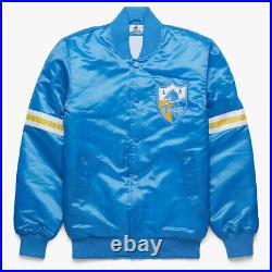 NFL Los Angeles Chargers Sky Blue Satin Bomber Letterman Baseball Varsity Jacket