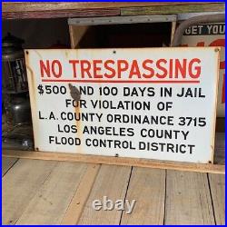 NO TRESPASSING Los Angeles Water & Power Porcelain Enamel Sign 22x13