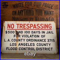 NO TRESPASSING Los Angeles Water & Power Porcelain Enamel Sign 22x13