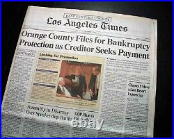 ORANGE COUNTY California Files for Chap. 9 BANKRUPTCY 1994 Los Angeles Newspaper