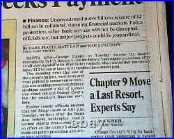 ORANGE COUNTY California Files for Chap. 9 BANKRUPTCY 1994 Los Angeles Newspaper