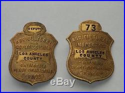 Obsolete Los Angeles County California Agriculture Commissioner inspector badges