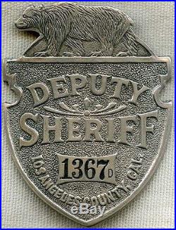 Obsolete Los Angeles County Special Deputy Badge #1367 by Chipron Stamp Co