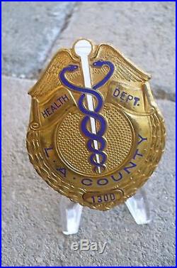 Old Obsolete Los Angeles County California CA Health Dept, Badge, Not Police