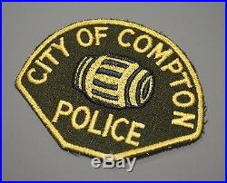 Old Style Compton California Police Patch ++ Mint Los Angeles County CA HTF