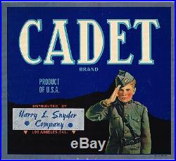Orange Crate Label Los Angeles County C1930 Very Rare Cadet Military Academy