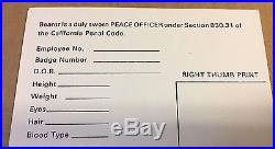 Original Authentic Blank ID Card Los Angeles County Safety Police RARE