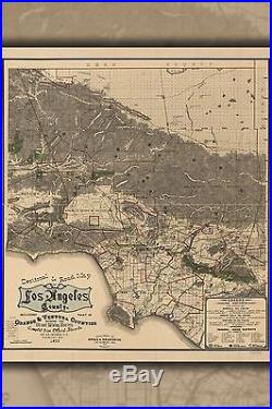 Poster, Many Sizes Road Map Of Los Angeles County 1900