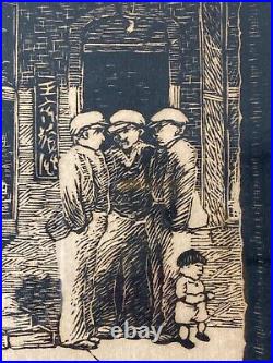 RARE Antique American WPA Social Realism Print, Chinatown 1932 L'Allemand