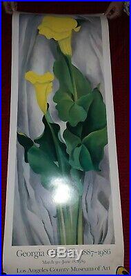 RARE GEORGIA O'Keeffe, 1989 Yellow Calla Art Poster Los Angeles County Museum
