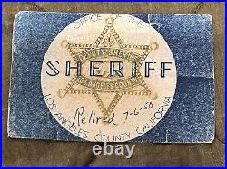 Rare 1940's LOS ANGELES COUNTY SHERIFF ID CARD OBSOLETE DETECTIVE SERGEANT