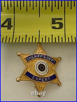 Rare 1950's Los Angeles County Sheriff Expert Shooting Pin Gold Filled