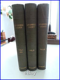 Rare 1st Ed. 1923 LOS ANGELES COUNTY History Genealogy 3 Volume Set Photographs