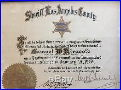 Rare Distinguished Service Award Sheriff Los Angeles County California