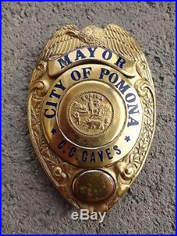 Rare Pomona California CA (Los Angeles County) Named Mayor's Badge, Not Police