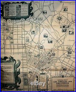 Sightseeing Map Los Angeles City County The All-Year Club Of Southern California