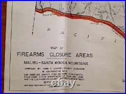 Special Map Rare Vtg Firearms Closure Area Map Los Angeles County 1958 Map