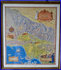 THE OLD SPANISH AND MEXICAN RANCHOS OF LOS ANGELES COUNTY PRINT, FRAMED. RARE