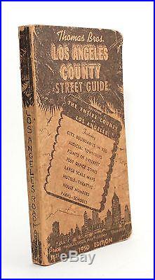 Thomas Bros Los Angeles County Street Guide 1950 California Map Vtg City Atlas